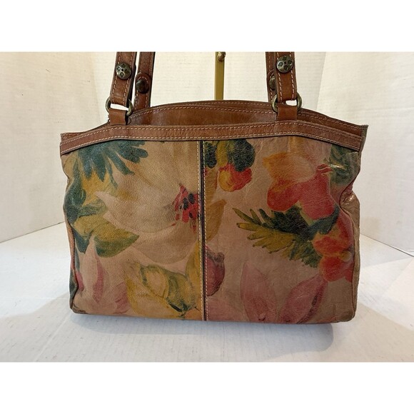 Patricia Nash Reinzo Hand Painted Floral Dual Handle Shoulder Bag Italian Leathe - Picture 4 of 16